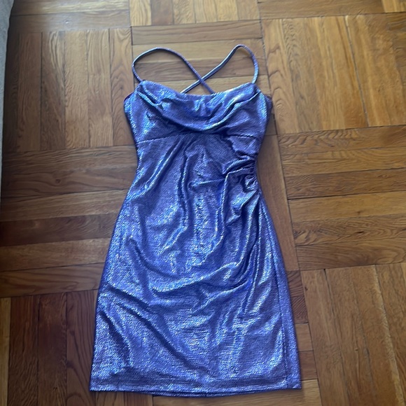 Metallic Purple Mini Dress - Picture 3 of 7